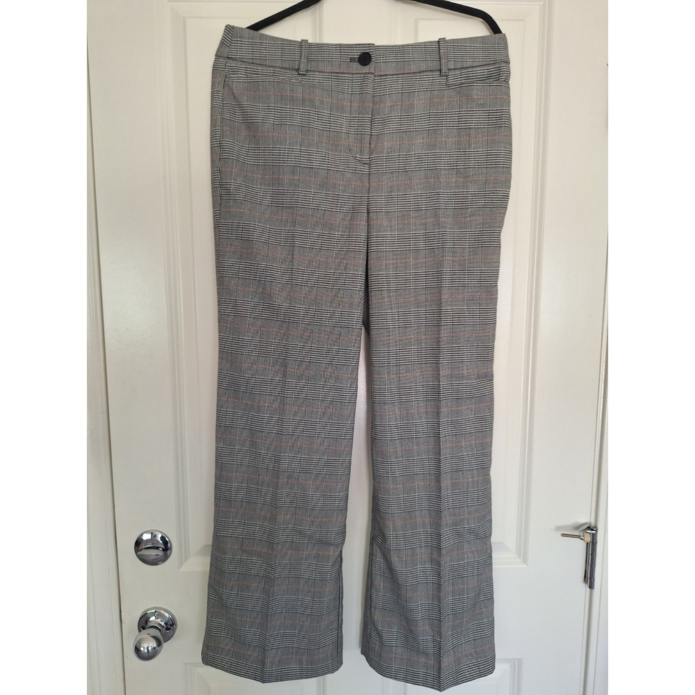 NWT LOFT High Rise Wide‎ Leg Black White Houndstooth Plaid Trousers Size 10P